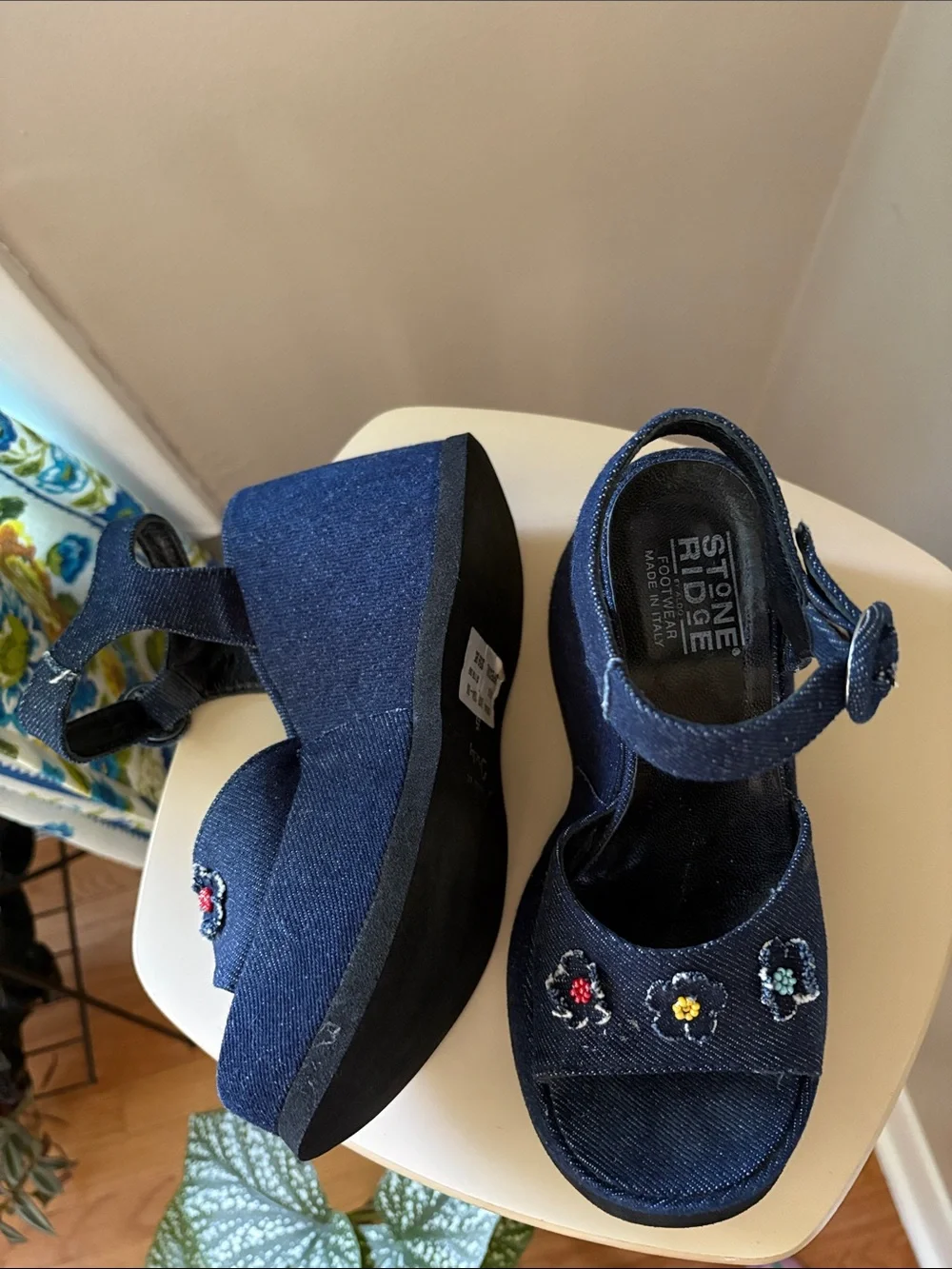 y2k Stone Ridge denim platform sandals